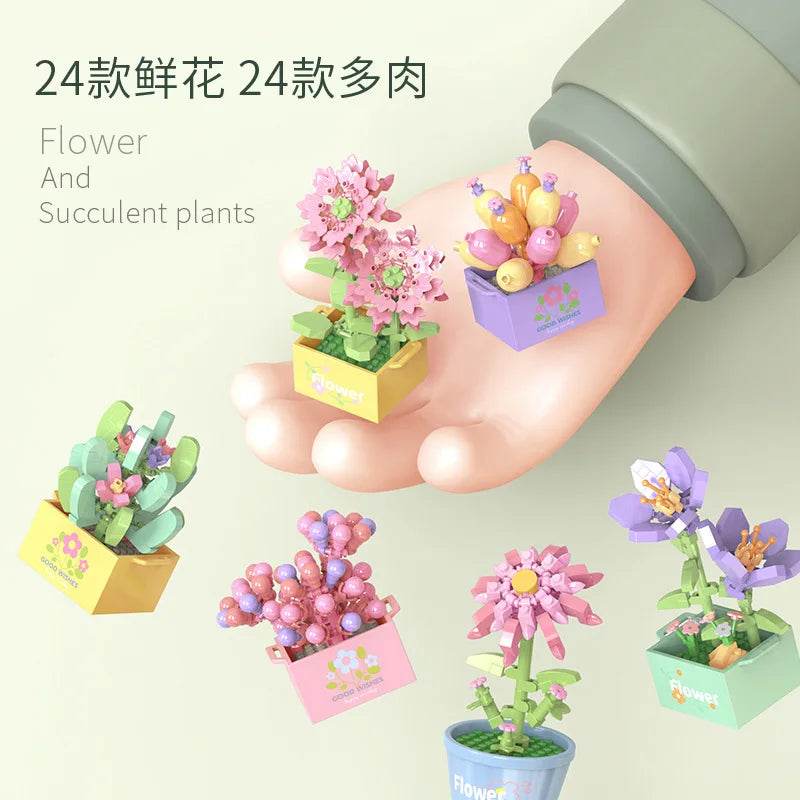 Premium Building Block Kit Flower Bouquet 3D DIY Home Decor - ToylandEU
