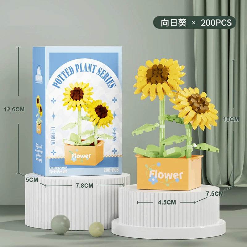 Premium Building Block Kit Flower Bouquet 3D DIY Home Decor - ToylandEU