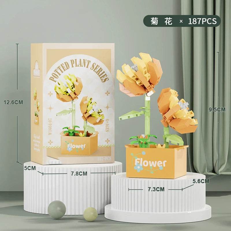 Premium Building Block Kit Flower Bouquet 3D DIY Home Decor - ToylandEU