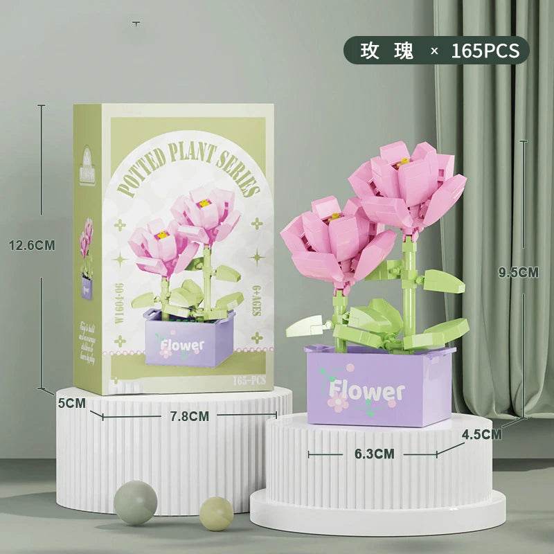 Premium Building Block Kit Flower Bouquet 3D DIY Home Decor - ToylandEU