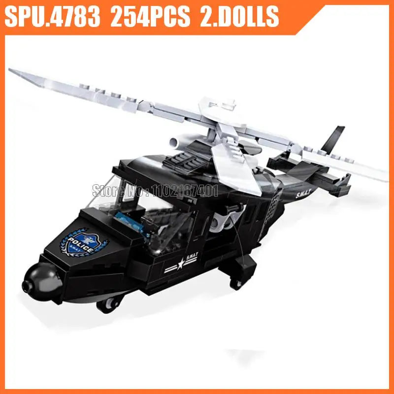Premium Building Block Set 254 Piece Police Swat Helicopter Soldiers Military Army Kit For Boys And Girls - ToylandEU