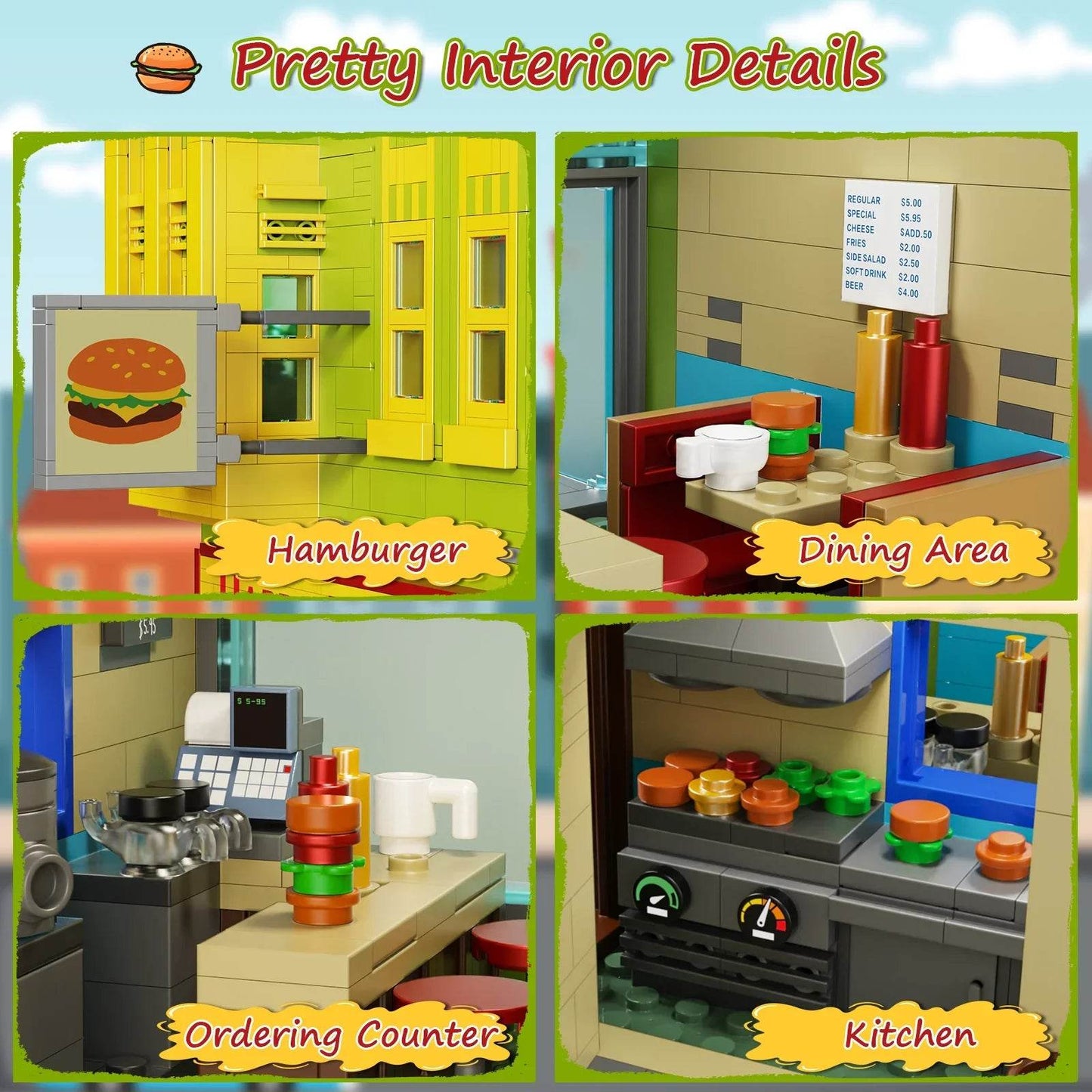 Premium Building Block Set Burgers Store Model for Kids - ToylandEU