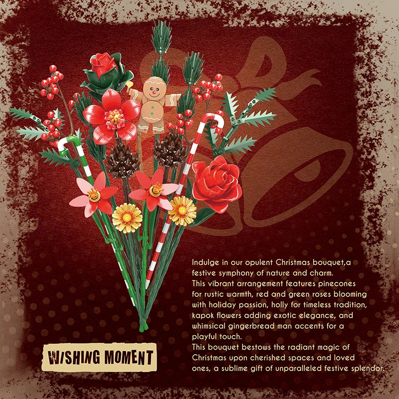 Premium Building Block Set Christmas Gingerbread Man Bouquet 865 Pieces For Kids And Adults - ToylandEU