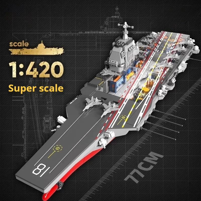 Premium Building Block Set Dual Size Blocks Aircraft Carrier Battleship Model For Boys - ToylandEU