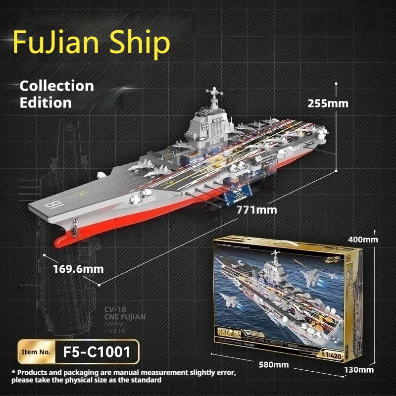 Premium Building Block Set Dual Size Blocks Aircraft Carrier Battleship Model For Boys - ToylandEU