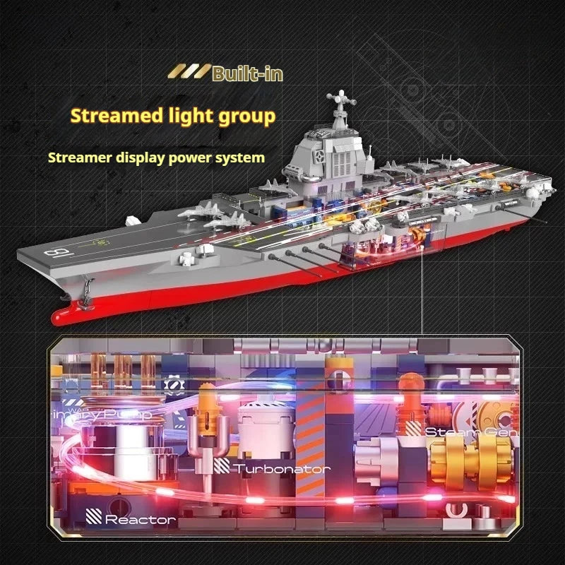 Premium Building Block Set Dual Size Blocks Aircraft Carrier Battleship Model For Boys - ToylandEU