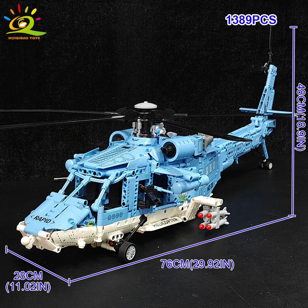 Premium Building Block Set For Children 1389 Piece WW2 Military Helicopter Gunship Compatible With Lego - ToylandEU