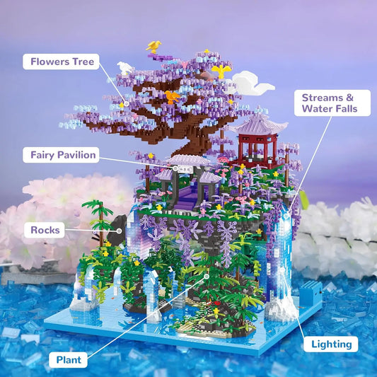 Premium Building Block Set Peach Blossom Pond Fairy Pavilion With Chinese Architecture For Adults - ToylandEU