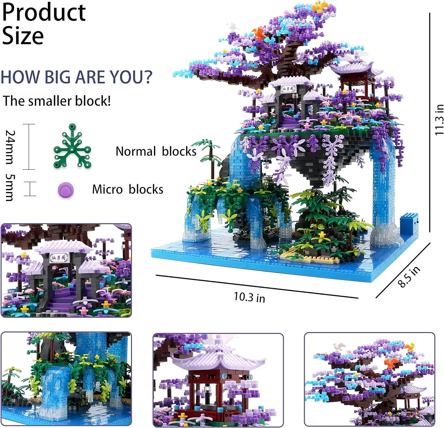 Premium Building Block Set Peach Blossom Pond Fairy Pavilion With Chinese Architecture For Adults - ToylandEU