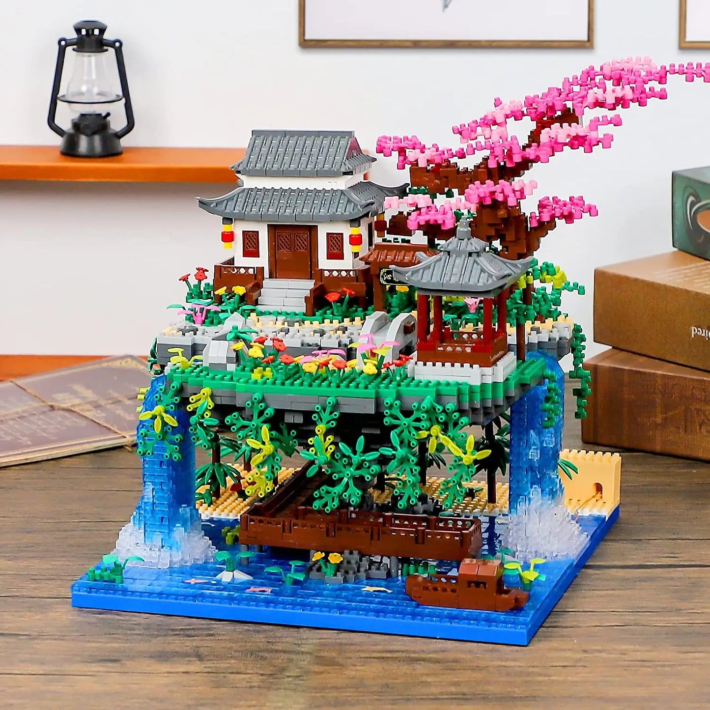 Premium Building Block Set Peach Blossom Pond Fairy Pavilion With Chinese Architecture For Adults - ToylandEU