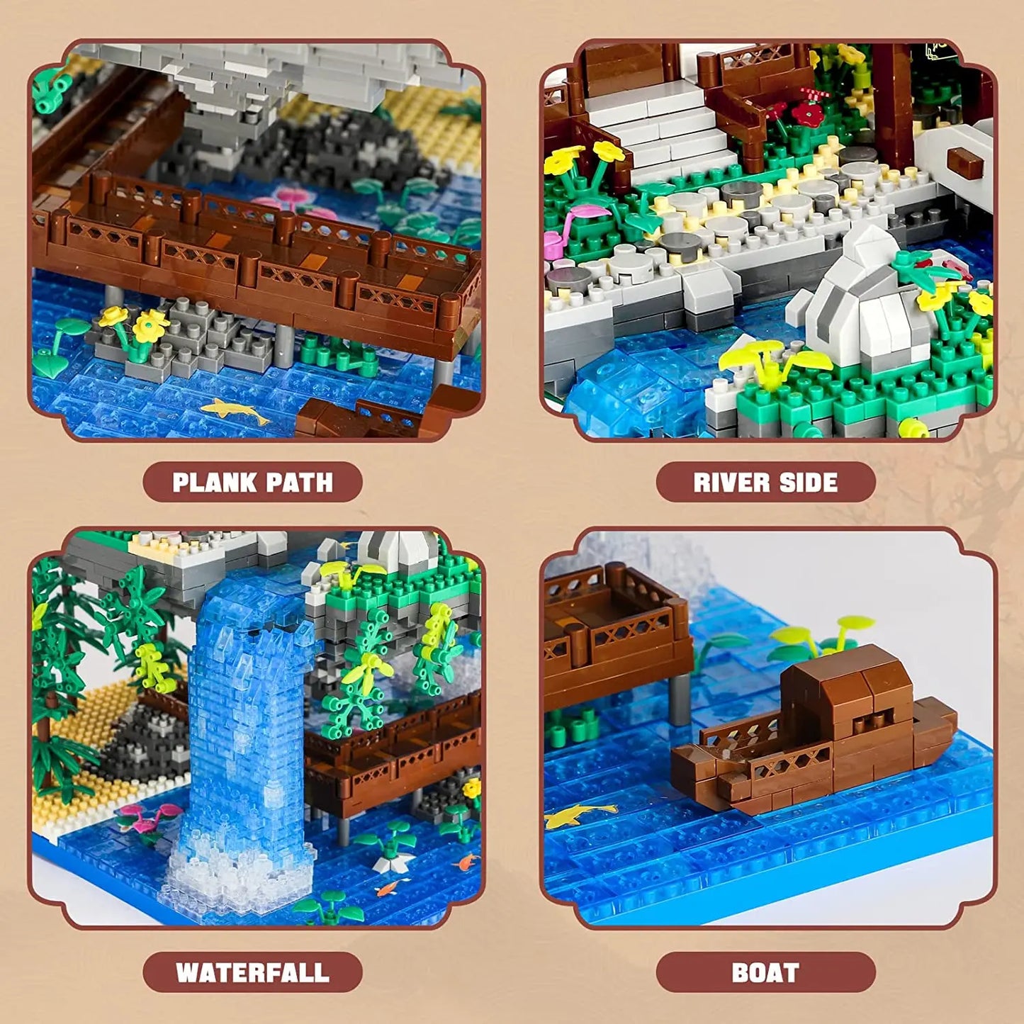 Premium Building Block Set Peach Blossom Pond Fairy Pavilion With Chinese Architecture For Adults - ToylandEU