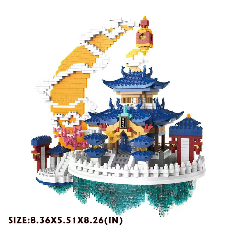 Premium Building Block Set Peach Blossom Pond Fairy Pavilion With Chinese Architecture For Adults - ToylandEU