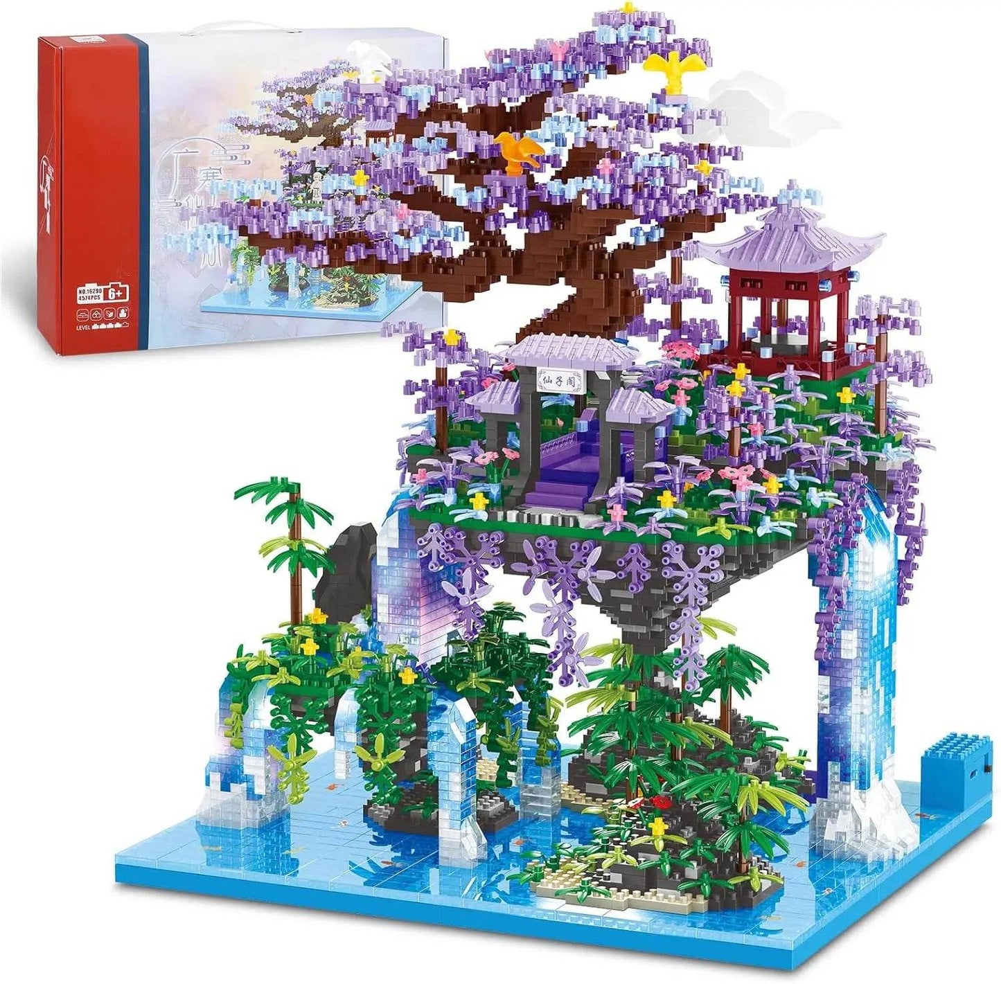 Premium Building Block Set Peach Blossom Pond Fairy Pavilion With Chinese Architecture For Adults - ToylandEU