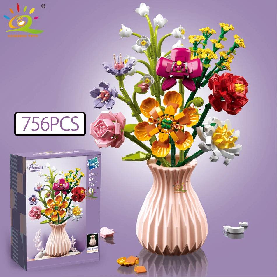 Premium Building Blocks 3D Bouquet Sunflower Rose For Kids - ToylandEU