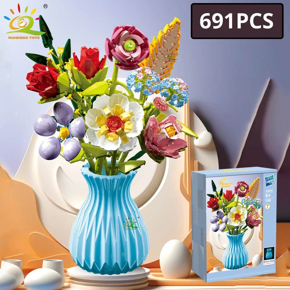 Premium Building Blocks 3D Bouquet Sunflower Rose For Kids - ToylandEU