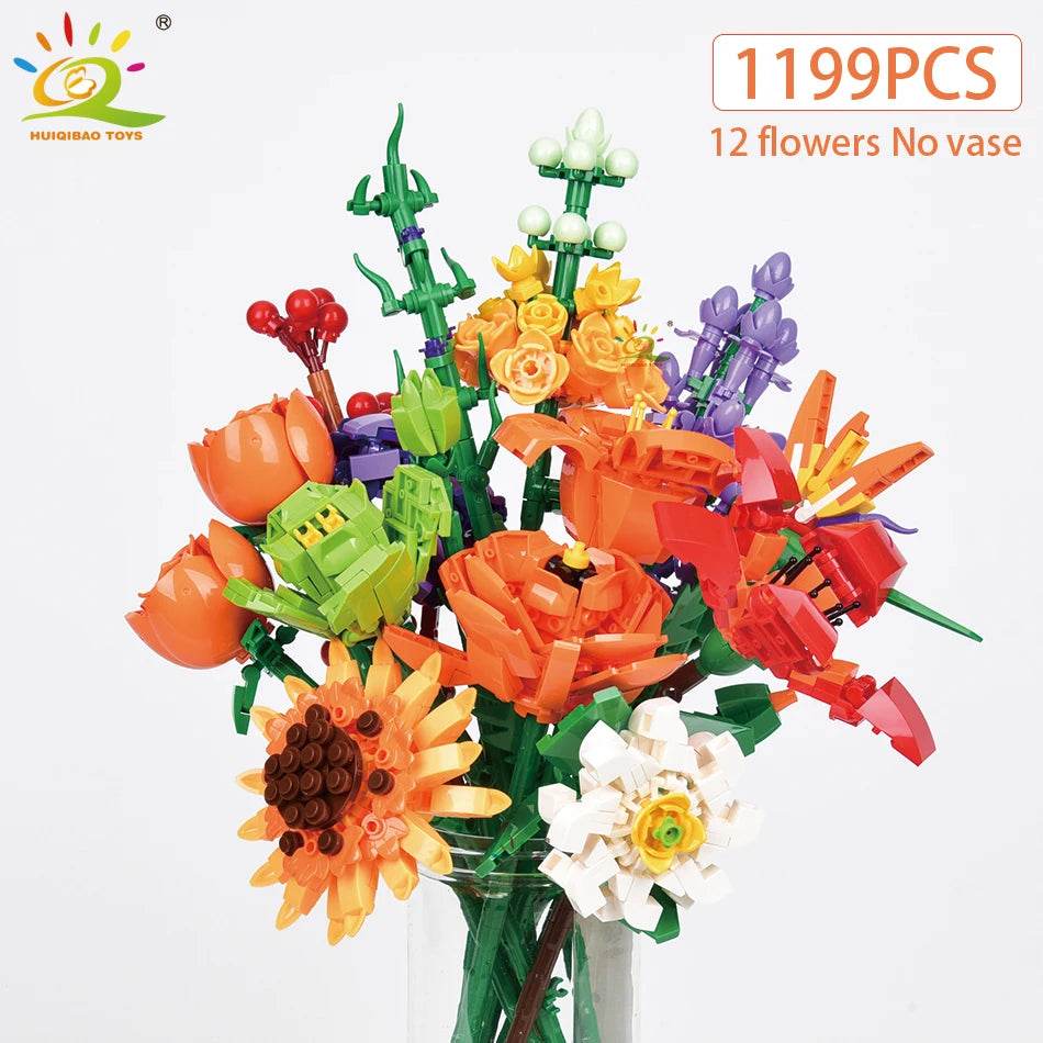 Premium Building Blocks 3D Bouquet Sunflower Rose For Kids - ToylandEU