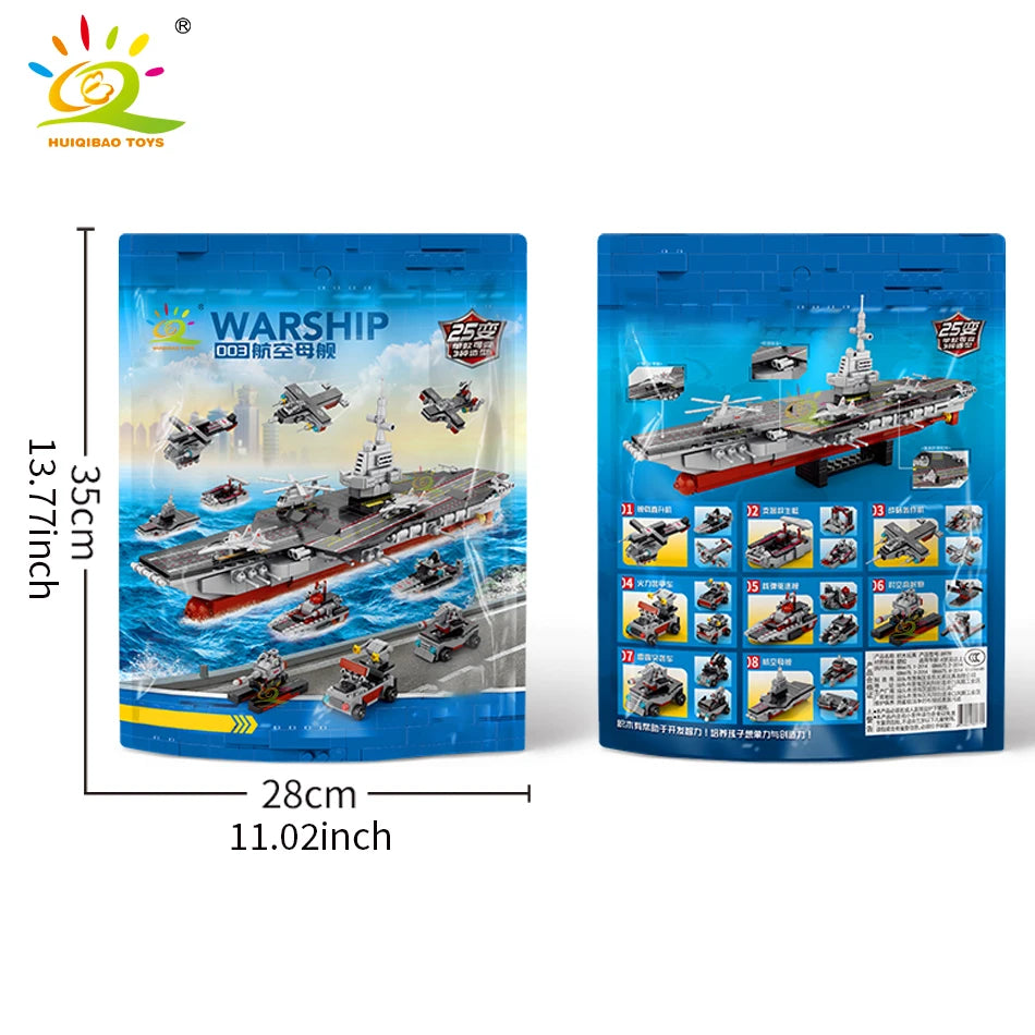 Premium Building Blocks 8 In 1 Military Ship Aircraft Cruiser Construction Set Lego Compatible Gift For Children - ToylandEU