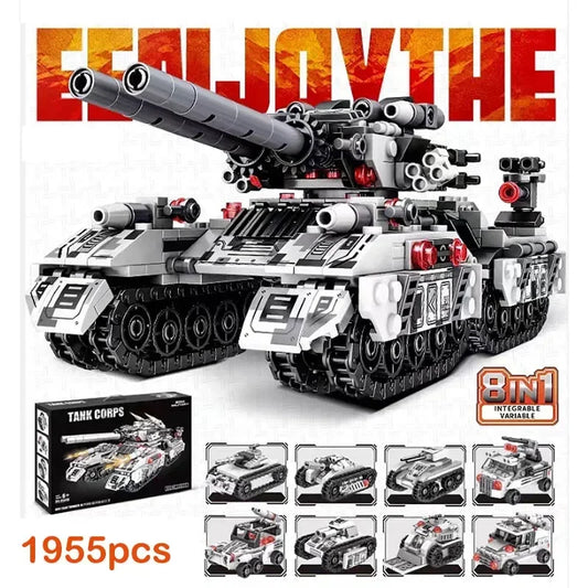Premium Building Blocks 8in1 WW2 Military Vehicle Tank Kit With Airplane Truck For Boys And Adults - ToylandEU