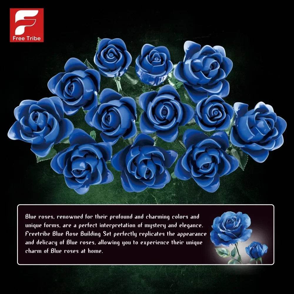 Premium Building Blocks Blue Rose Bouquet For Home Decor - ToylandEU