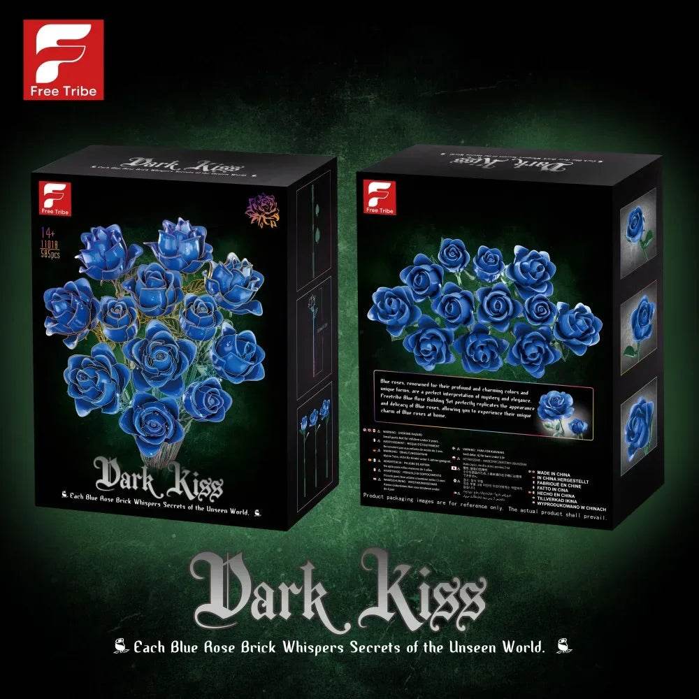 Premium Building Blocks Blue Rose Bouquet For Home Decor - ToylandEU