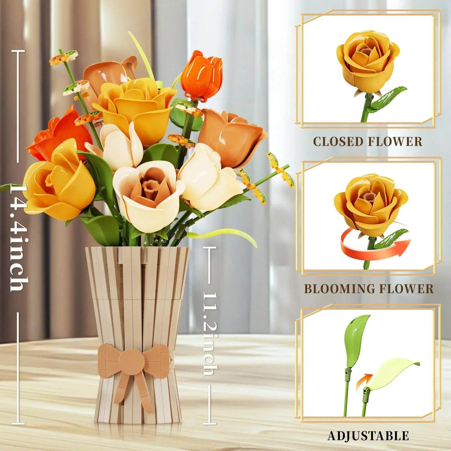 Premium Building Blocks Eternal Flower Vase For Girls - ToylandEU