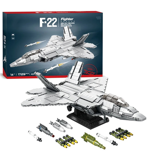 Premium Building Blocks F22 Stealth Fighter Model Kit 1729 Pieces For Kids And Air Force Enthusiasts - ToylandEU