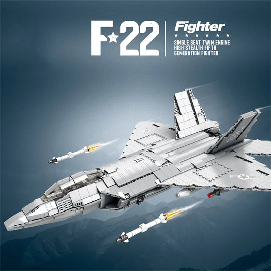Premium Building Blocks F22 Stealth Fighter Model Kit 1729 Pieces For Kids And Air Force Enthusiasts - ToylandEU