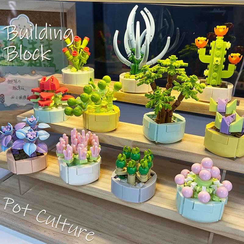Premium Building Blocks Flower Pot Theme For Kids Adults - ToylandEU