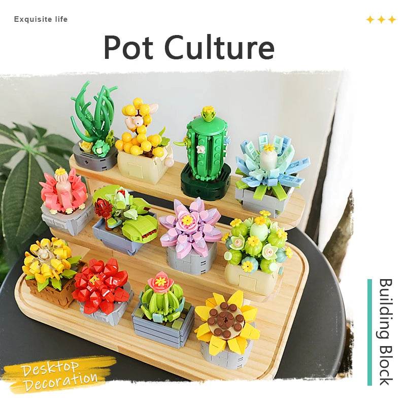 Premium Building Blocks Flower Pot Theme For Kids Adults - ToylandEU