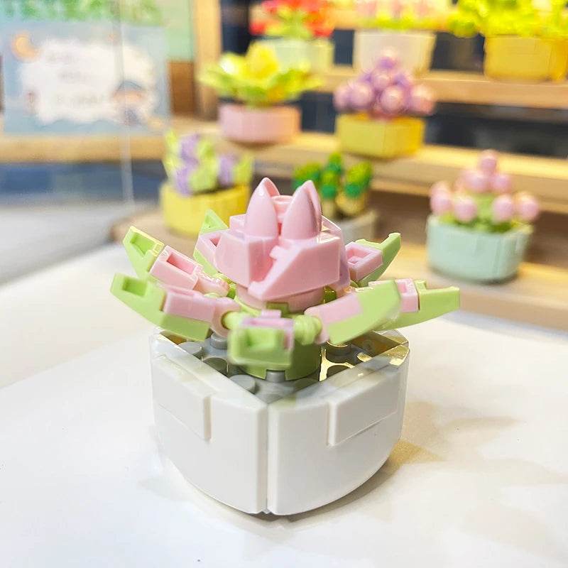 Premium Building Blocks Flower Pot Theme For Kids Adults - ToylandEU