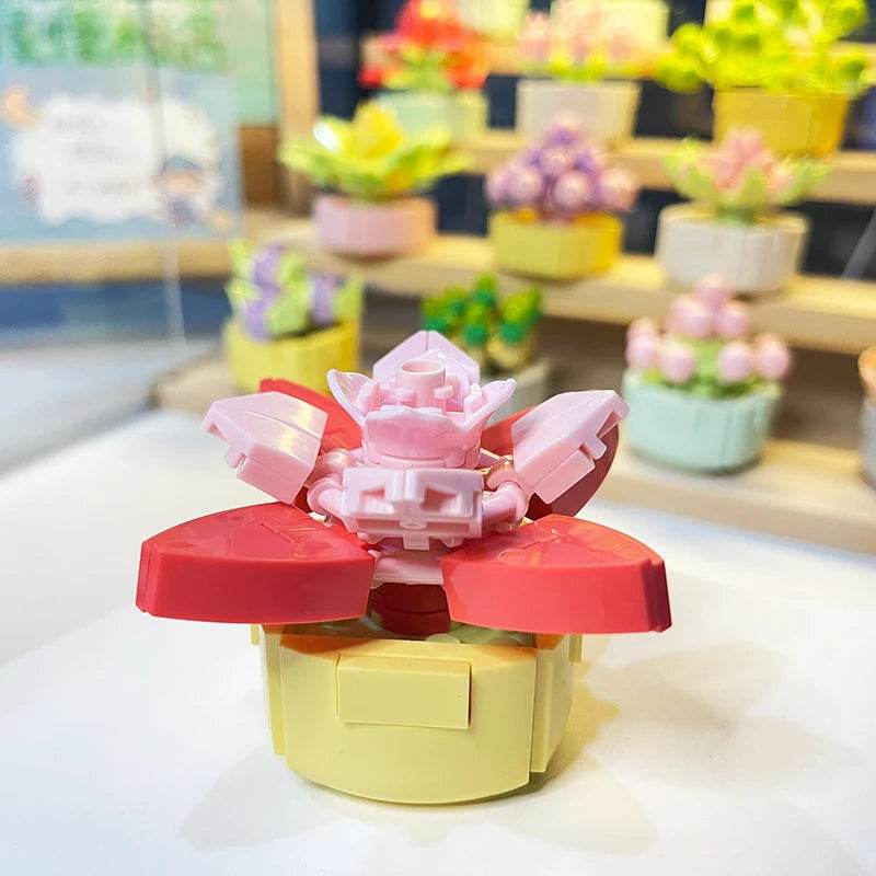 Premium Building Blocks Flower Pot Theme For Kids Adults - ToylandEU