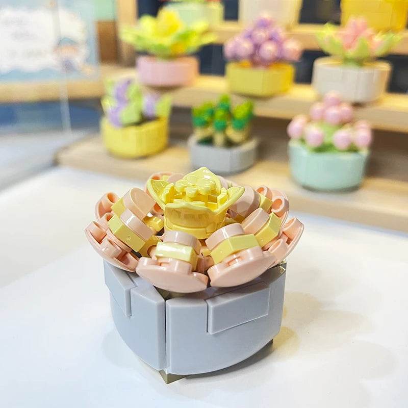 Premium Building Blocks Flower Pot Theme For Kids Adults - ToylandEU