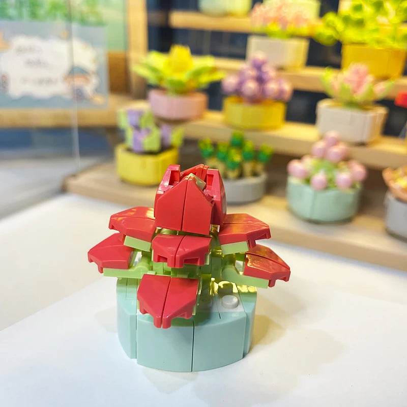 Premium Building Blocks Flower Pot Theme For Kids Adults - ToylandEU