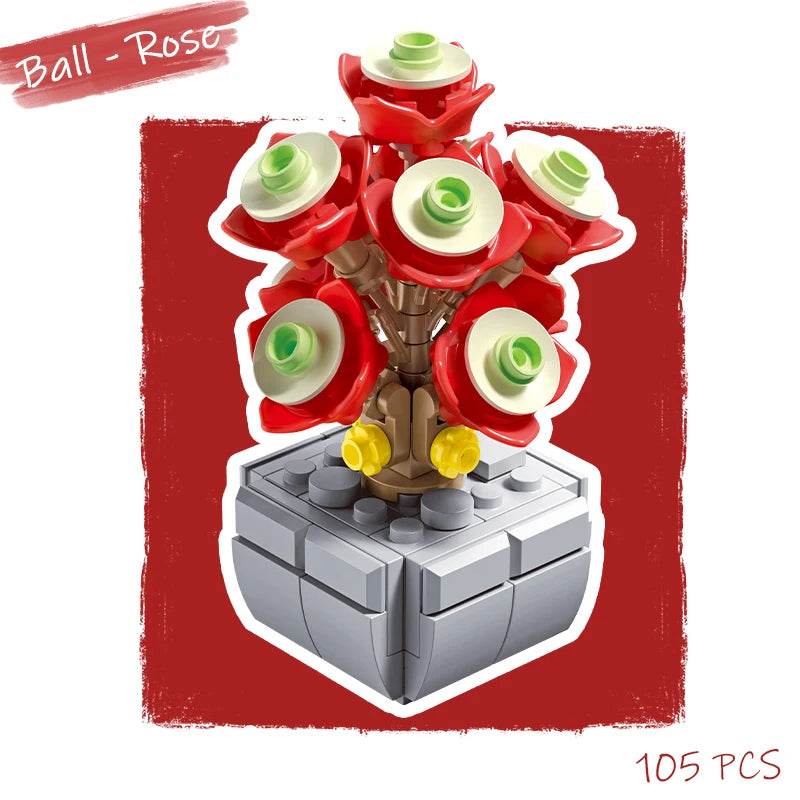 Premium Building Blocks Flower Pot Theme For Kids Adults - ToylandEU