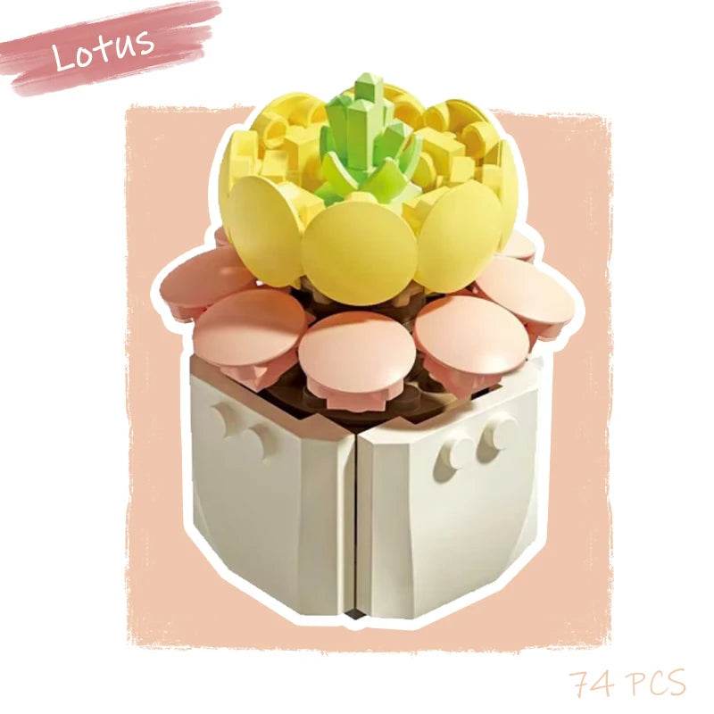 Premium Building Blocks Flower Pot Theme For Kids Adults - ToylandEU