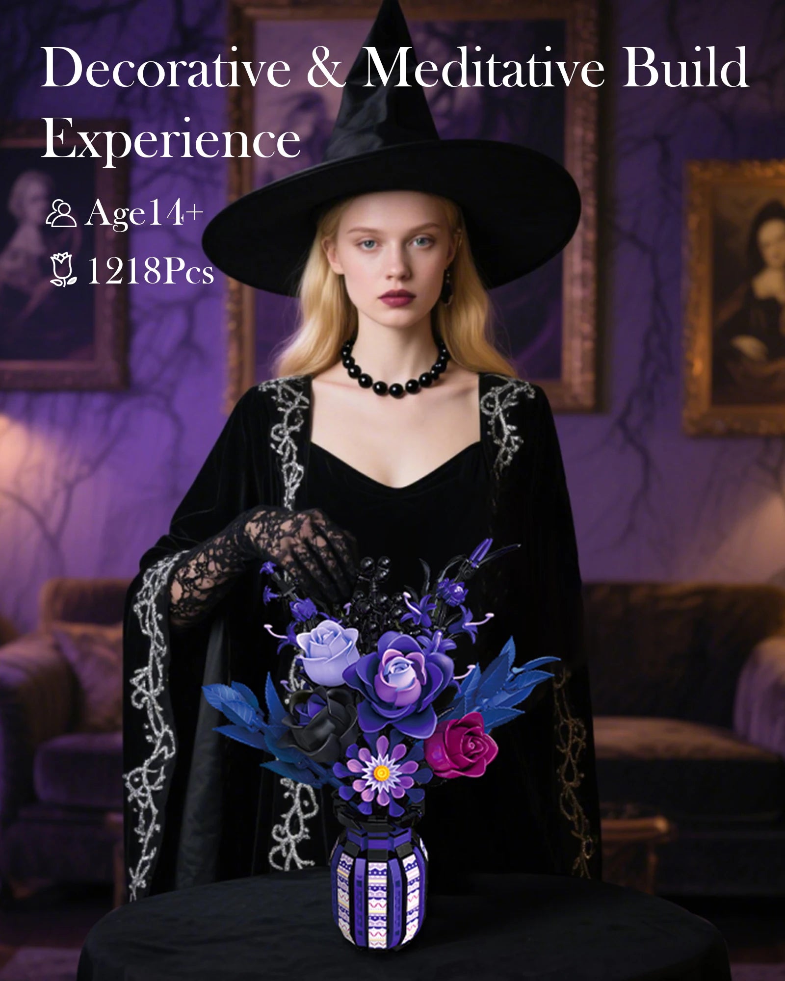 Premium Building Blocks Gothic Bouquet With Vase 1218Piece For Kids And Adults Home Decoration - ToylandEU