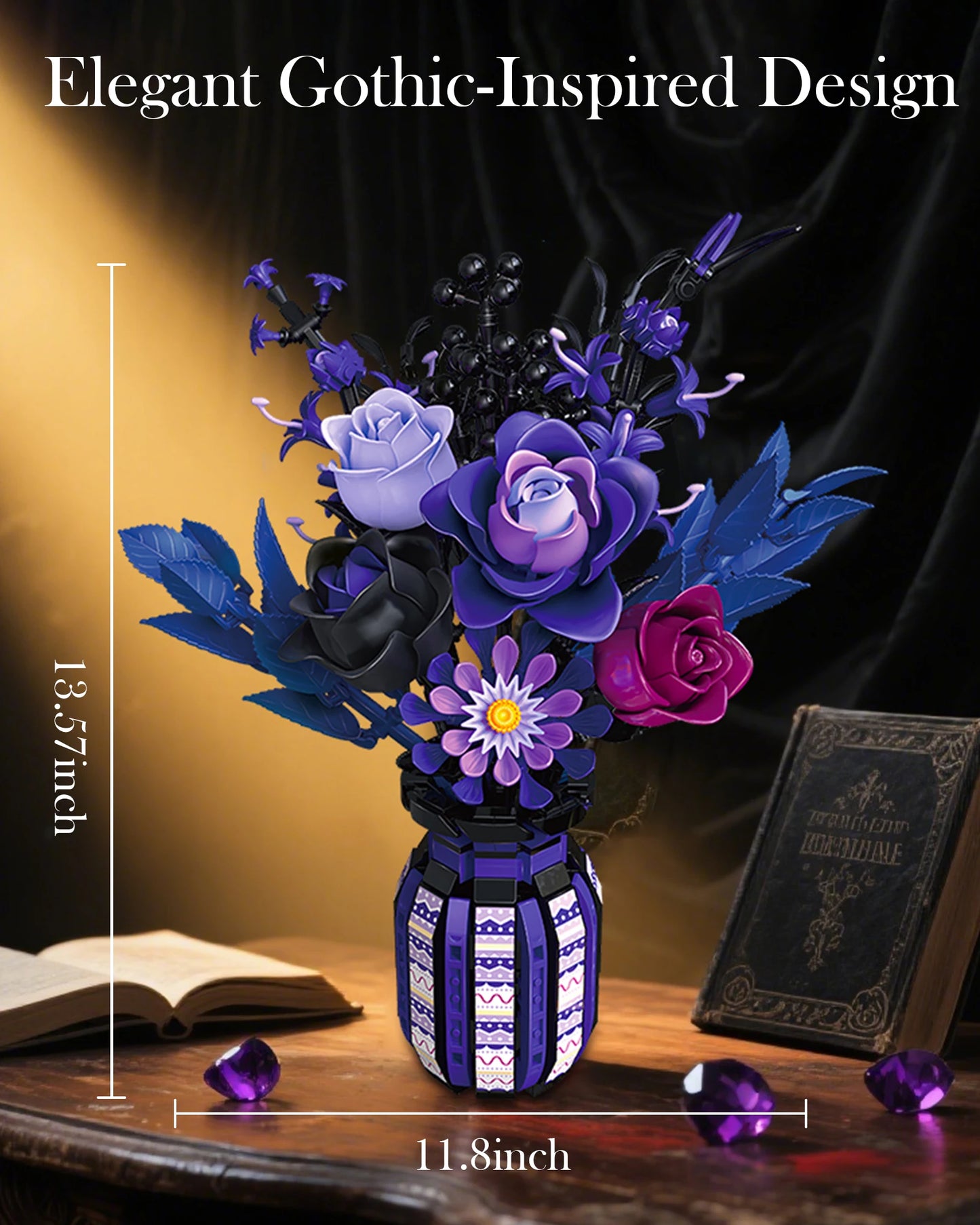 Premium Building Blocks Gothic Bouquet With Vase 1218Piece For Kids And Adults Home Decoration - ToylandEU
