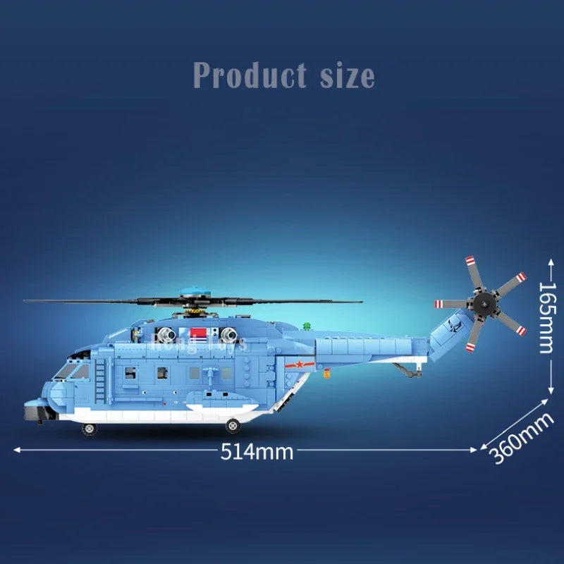 Premium Building Blocks Helicopter Fighter 908 Pieces WW2 Military Aircraft Long 50cm Educational Toy For Children - ToylandEU