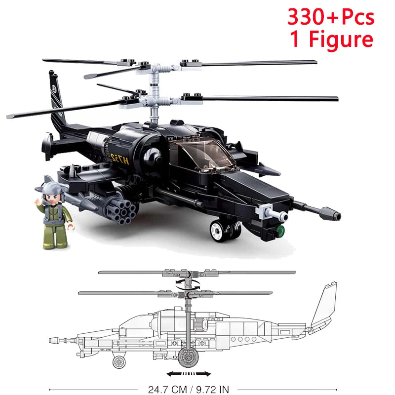 Premium Building Blocks Kit Armed AH1Z Viper Gunship 482 Pieces For Kids And Collectors - ToylandEU