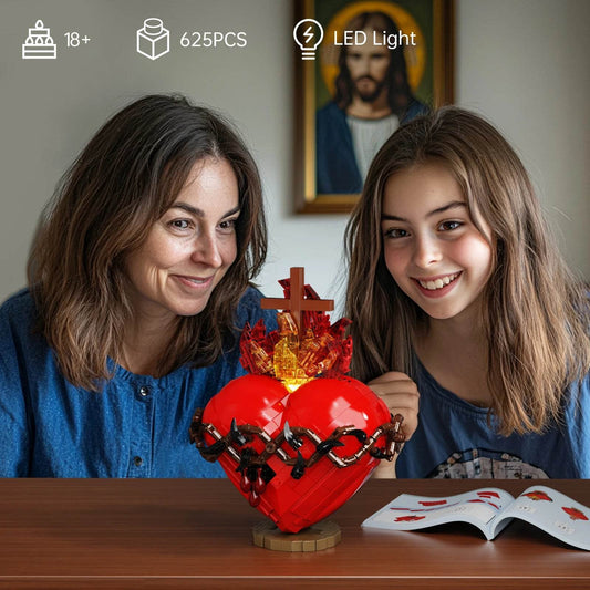 Premium Building Blocks Kit Jesus Cross Sacred Heart Adults - ToylandEU