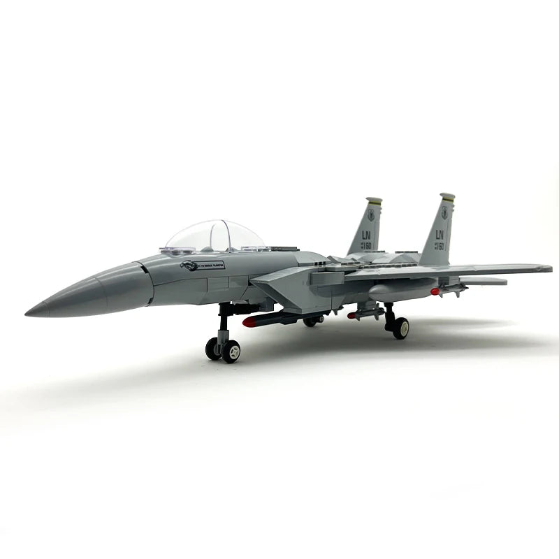 Premium Building Blocks Kit Military Aircraft Dual Models F15 And Apache For Boys And Collectors - ToylandEU