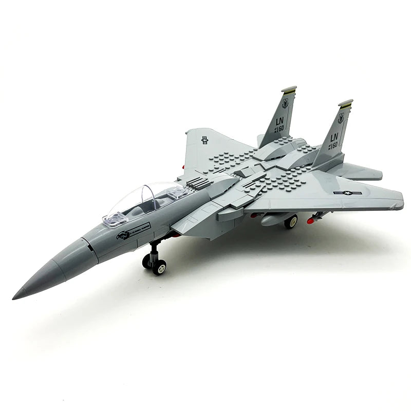 Premium Building Blocks Kit Military Aircraft Dual Models F15 And Apache For Boys And Collectors - ToylandEU