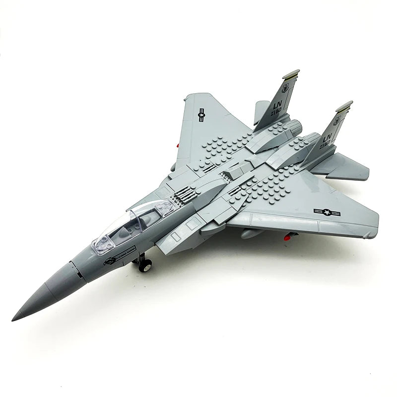 Premium Building Blocks Kit Military Aircraft Dual Models F15 And Apache For Boys And Collectors - ToylandEU