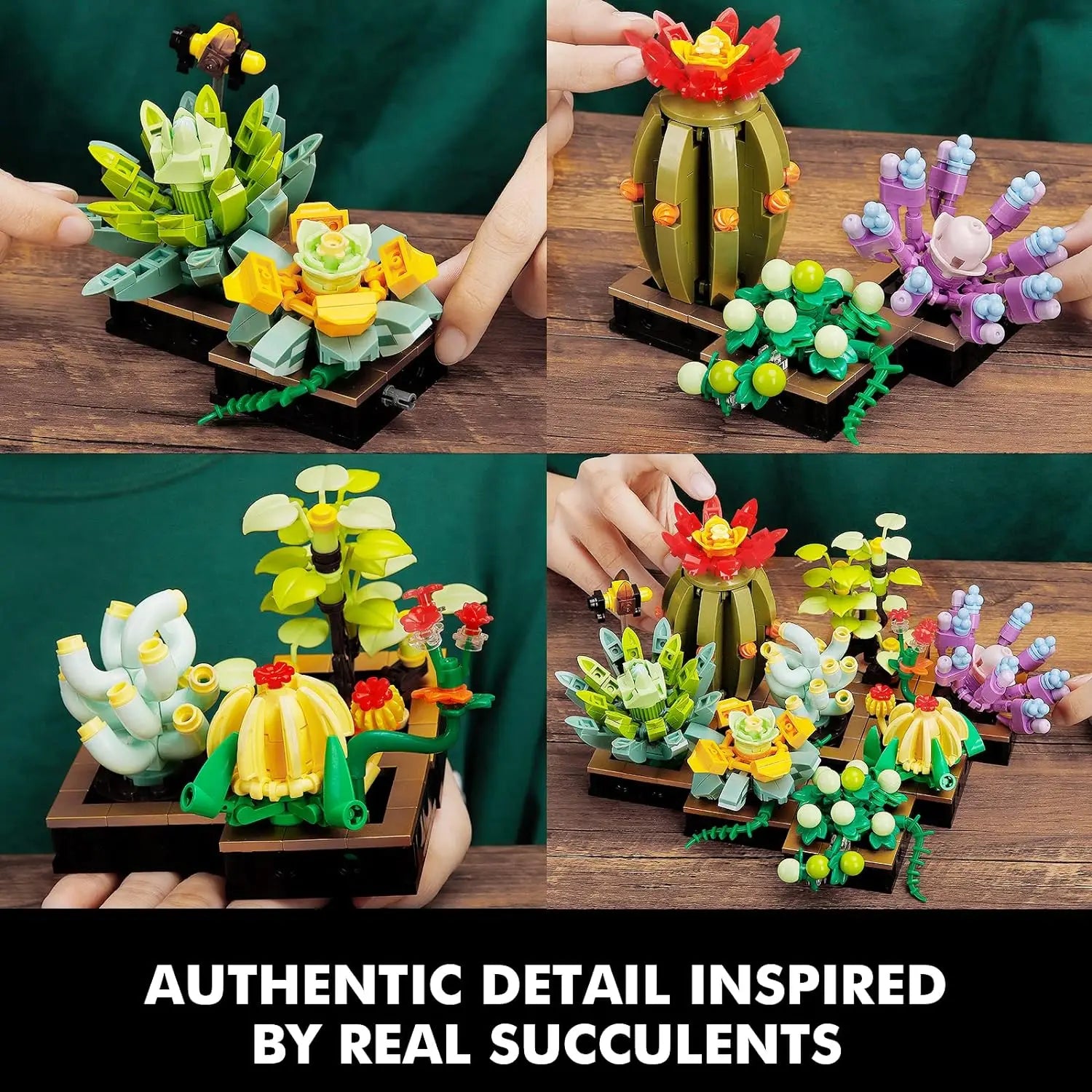 Premium Building Blocks Kit Potted Succulent Plant For DIY Bonsai Flower Model Home Decor And Kids Gift - ToylandEU