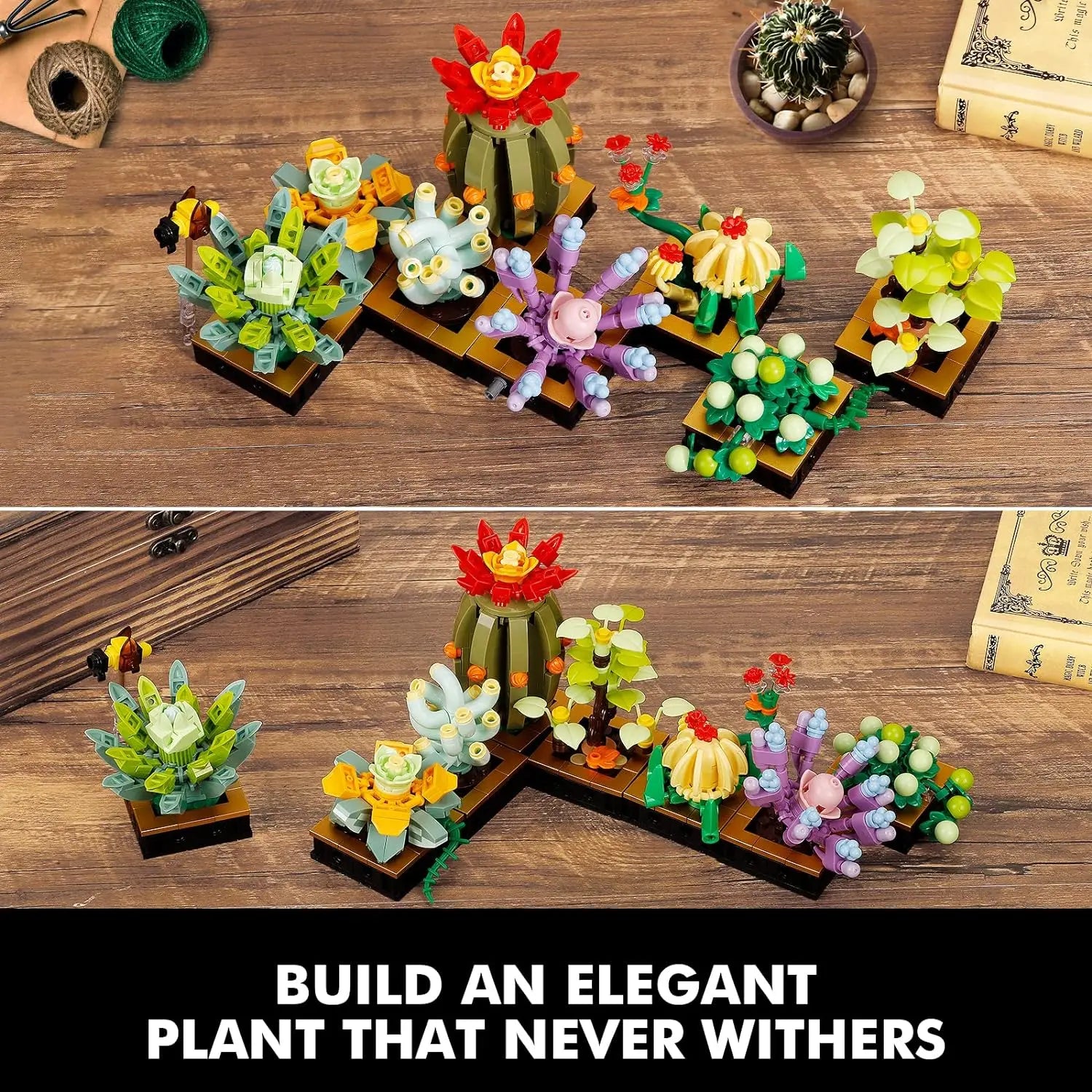 Premium Building Blocks Kit Potted Succulent Plant For DIY Bonsai Flower Model Home Decor And Kids Gift - ToylandEU