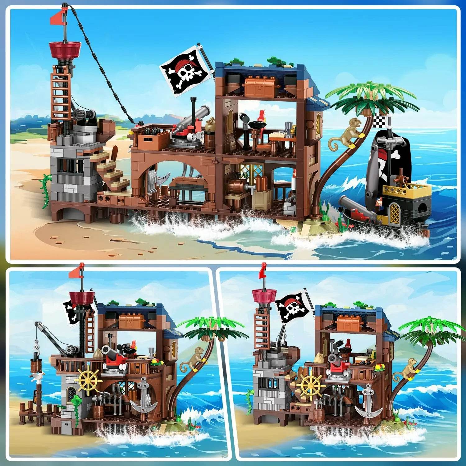 Premium Building Blocks LED Pirate Ship Wharf for Kids - ToylandEU