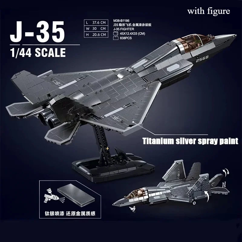 Premium Building Blocks Lego Compatible MOC ZTZ99ASJ35J36 WW2 Armed Aircraft Fighter Bomber Gift For Boys - ToylandEU