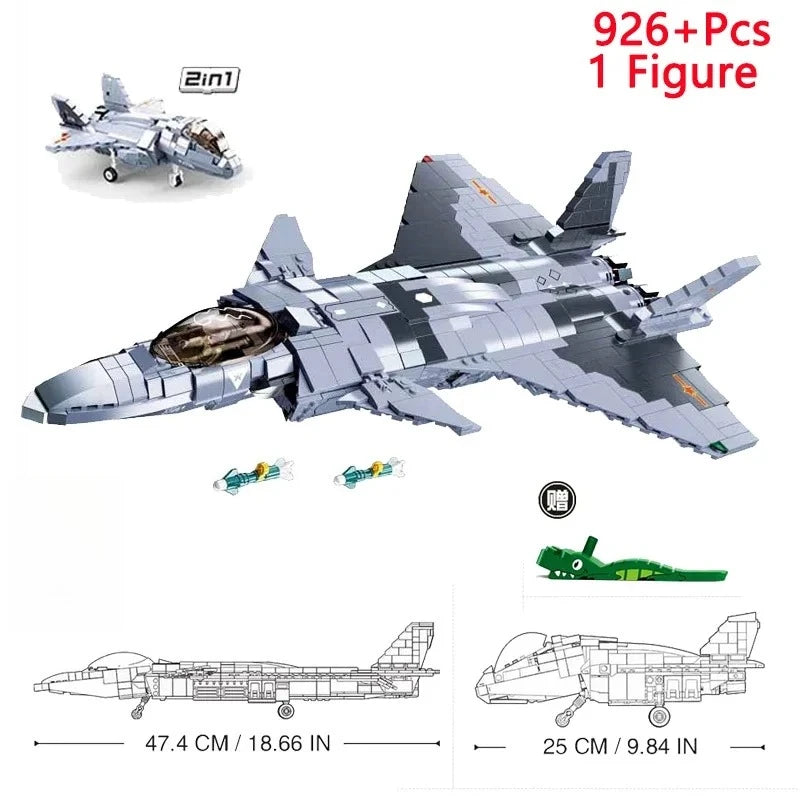 Premium Building Blocks Lego Compatible MOC ZTZ99ASJ35J36 WW2 Armed Aircraft Fighter Bomber Gift For Boys - ToylandEU