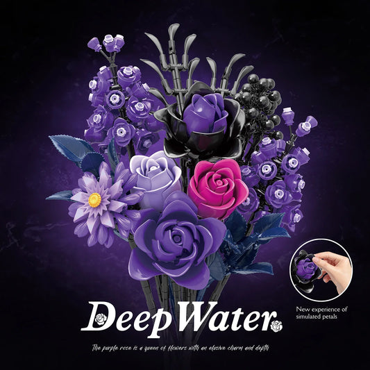 Premium Building Blocks Lego Compatible Purple Rose Gothic Bouquet 822 Piece Set For Home Decor And Valentines Gift - ToylandEU