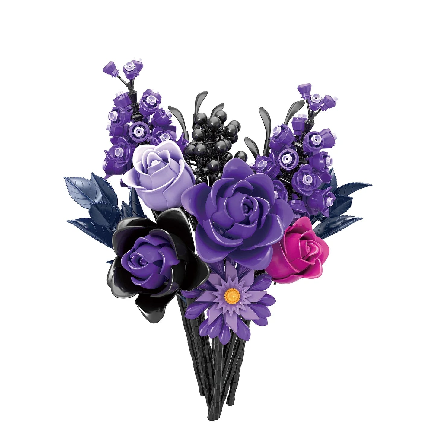 Premium Building Blocks Lego Compatible Purple Rose Gothic Bouquet 822 Piece Set For Home Decor And Valentines Gift - ToylandEU